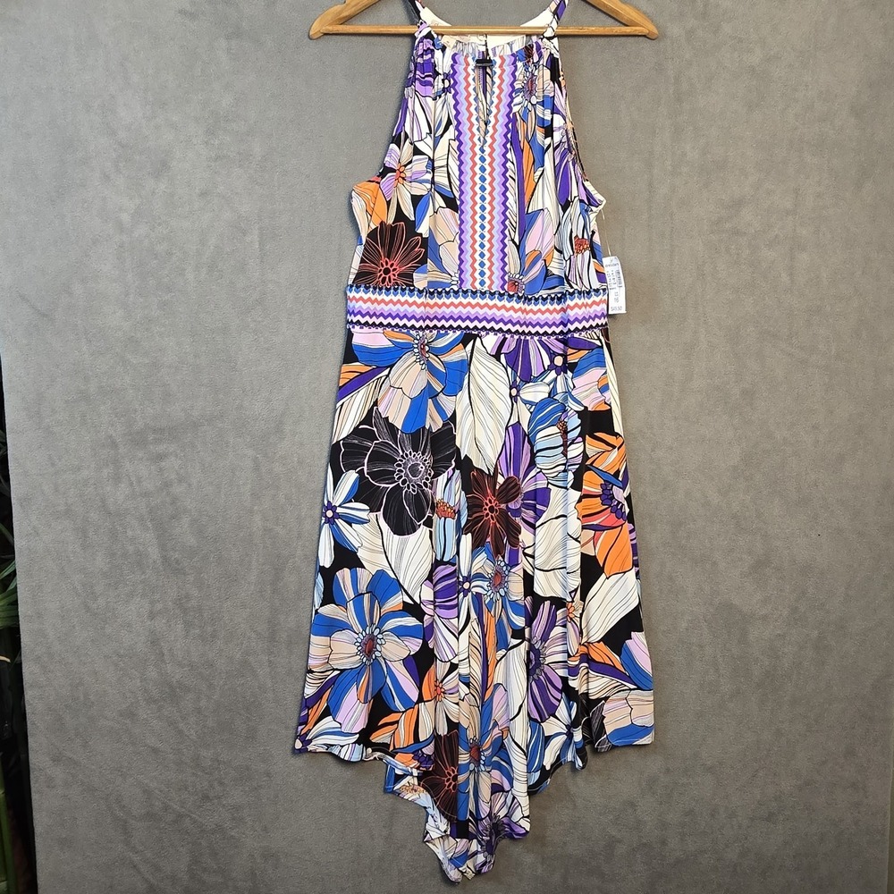 Dressbarn Handkerchief Hem Dress Patterned Women Size 16 Nwt